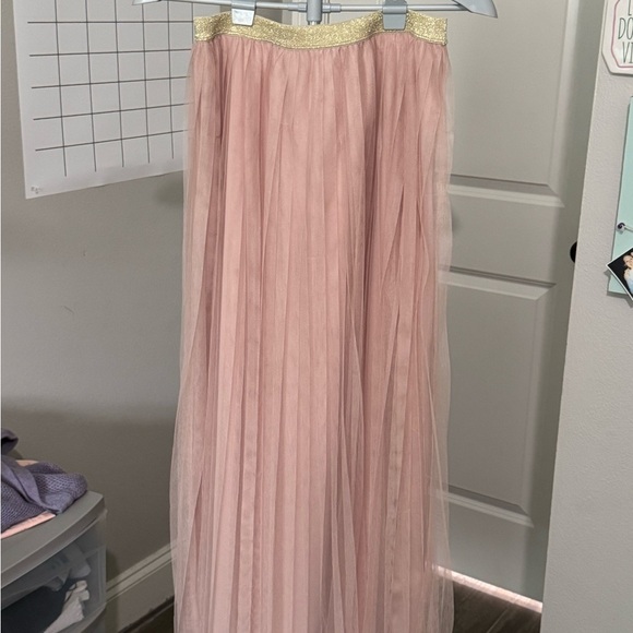 LC Lauren Conrad Tan Pleated Maxi Skirt Resort Wear - Picture 1 of 10
